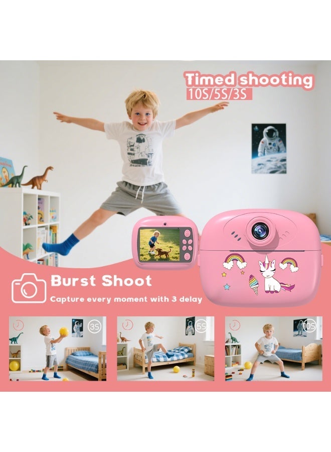 2.4-inch HD instant print kids' camera, pink digital camera, the perfect birthday gift for children aged 3 and up. - Image 3